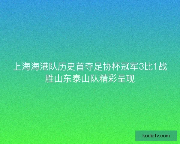 上海海港队历史首夺足协杯冠军3比1战胜山东泰山队精彩呈现